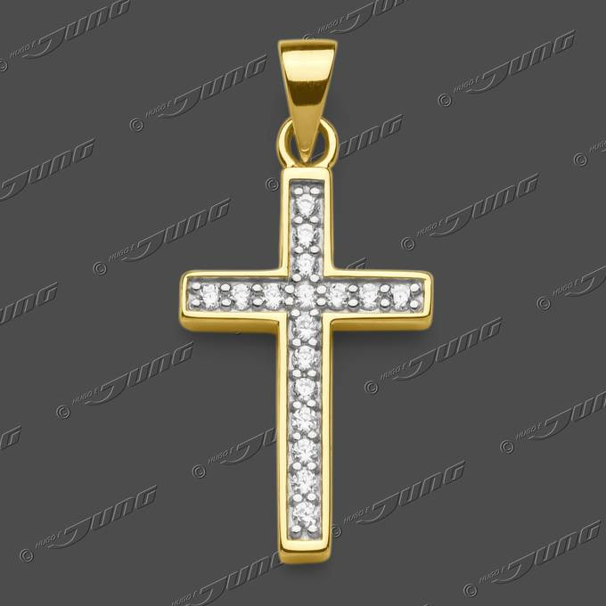 53-0199 GRh 333 Kreuz halbmassiv 18x12mm