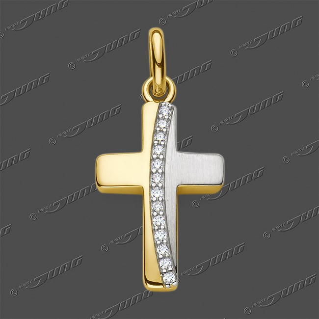 53-0209 GRh 333 Kreuz massiv 16x11mm
