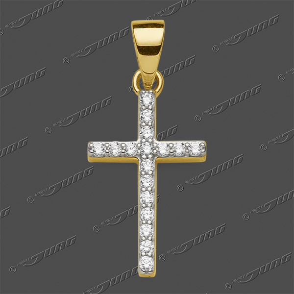 53-0218.90 GRh 333 Kreuz massiv 16x10mm