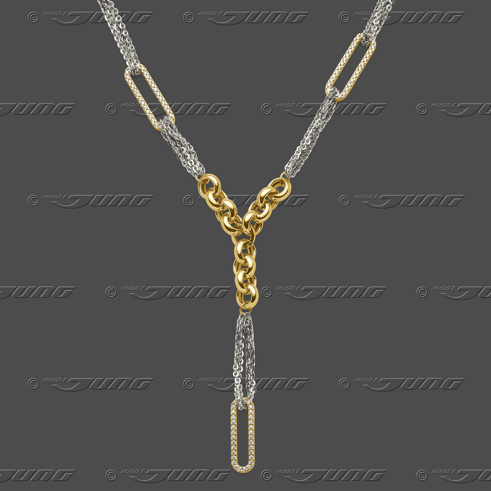 81.6097 GRh Y-Kette halbmassiv 6,5mm