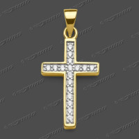 53-0199 GRh 333 Kreuz halbmassiv 18x12mm